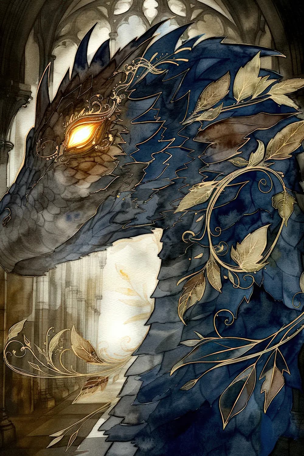 Dragon Ancien aux Écailles de Nuit Dorée