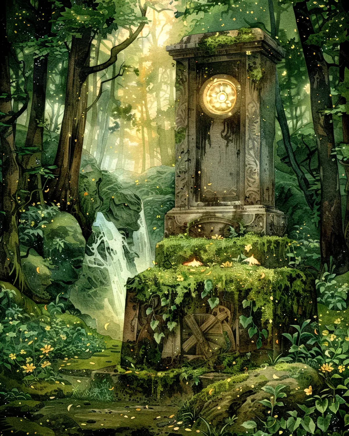 L'Horloge Ancienne au Cœur de la Forêt Enchantée