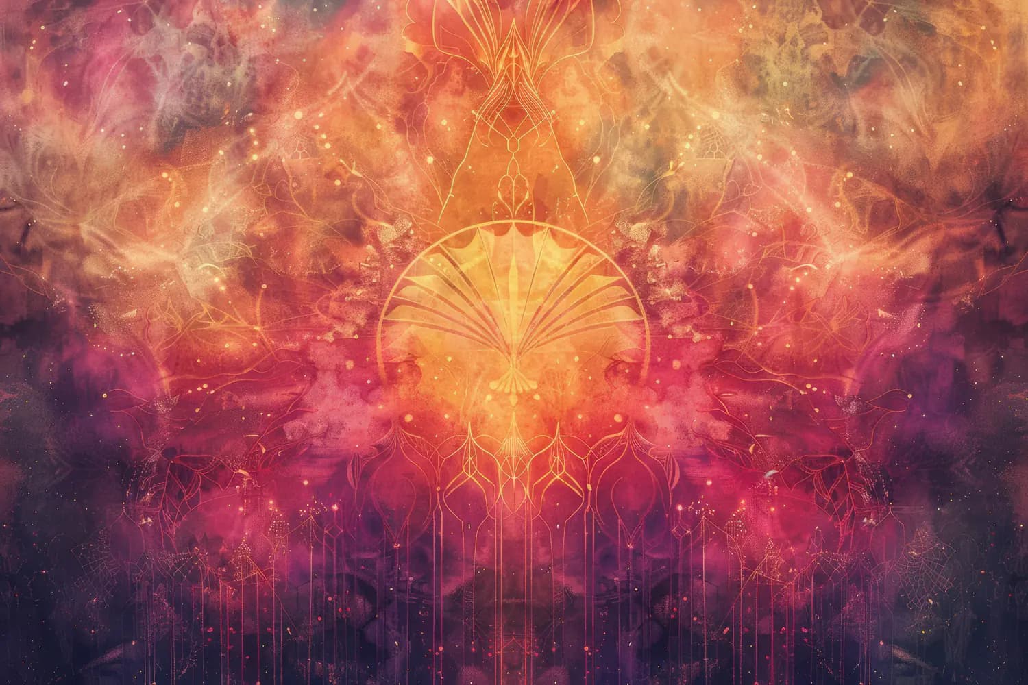 Mandala de Feu aux Ornements Dorés