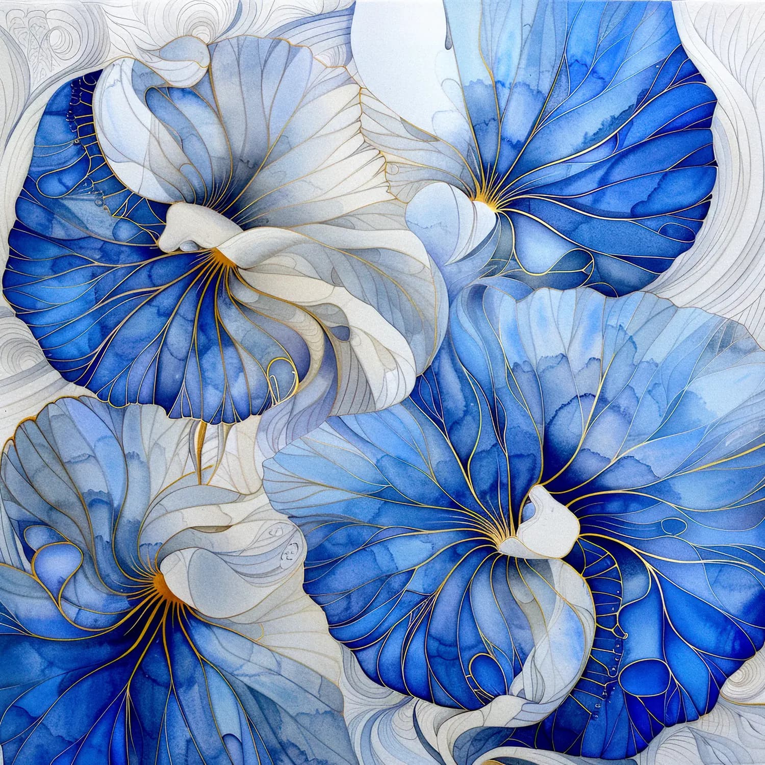 Fleurs Bleues aux Veines d'Or