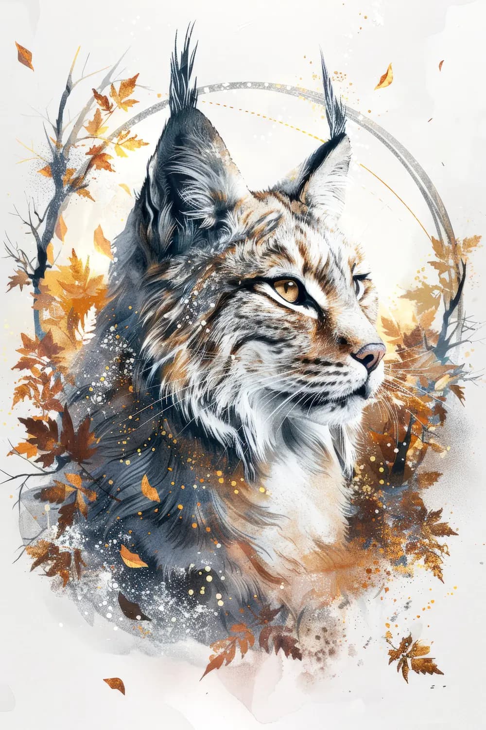 Lynx Boréal dans la Tempête d'Automne