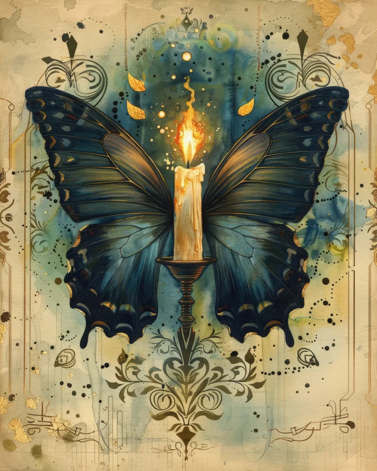 Ailes de Papillon et Flamme de Bougie Mystique