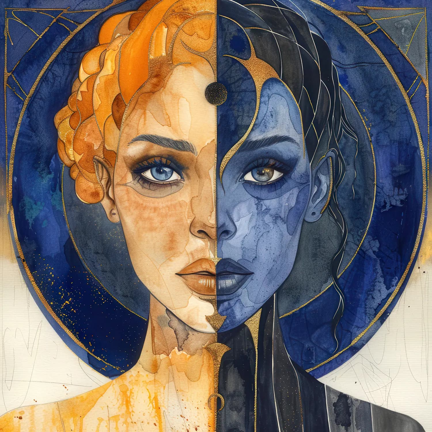 Dualité Céleste — Lumière et Ombre d'une Femme