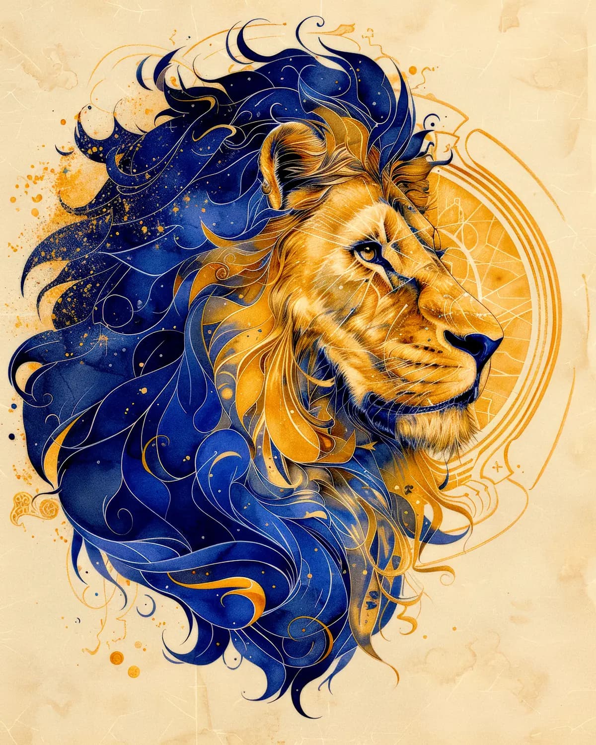 Lion Céleste à la Crinière de Nuit