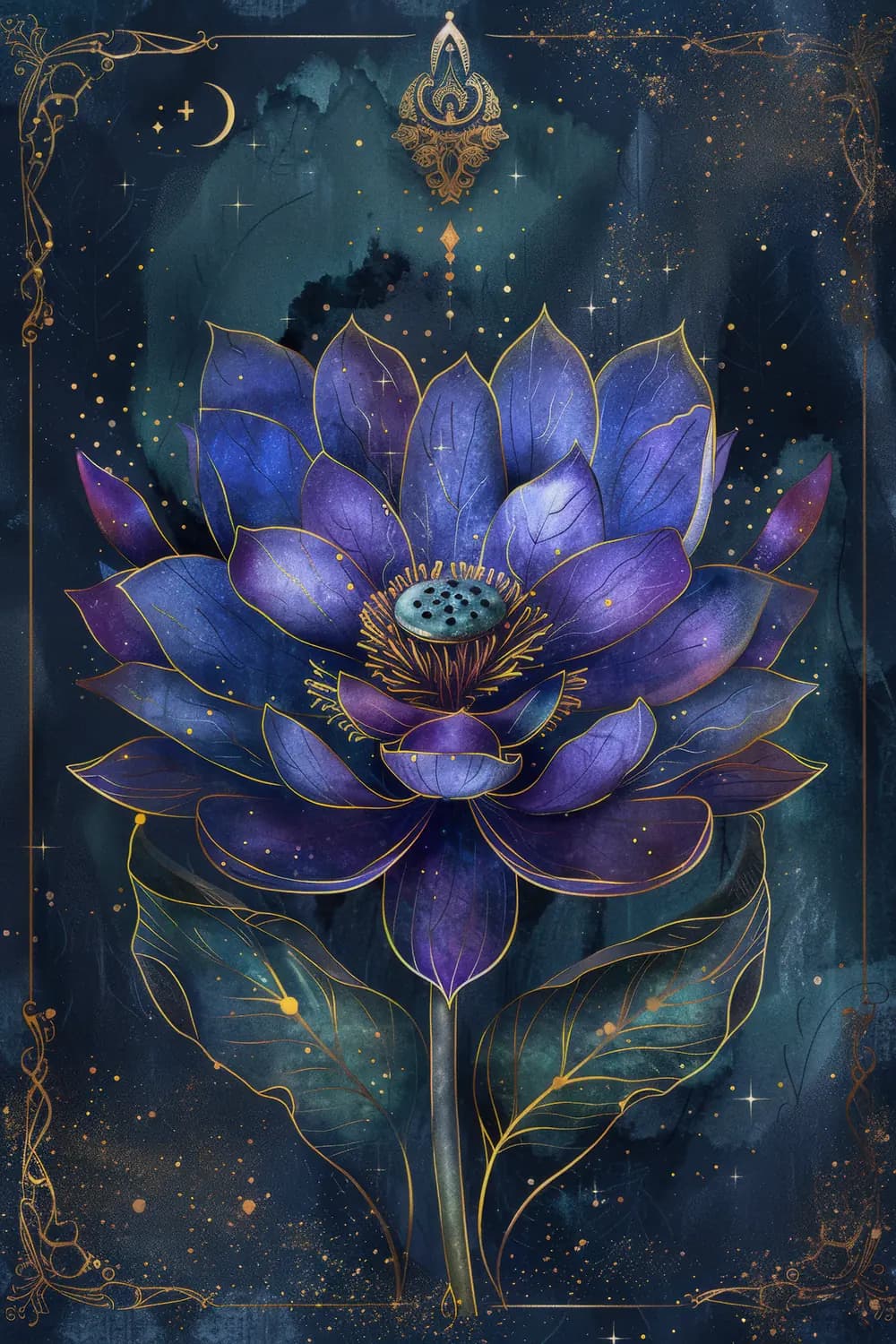 Lotus Céleste sous un Croissant de Lune