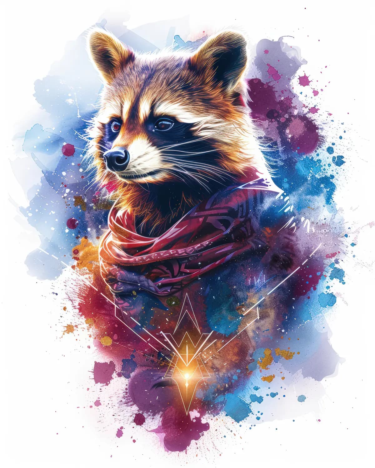 Raton Laveur Céleste au Foulard Rouge