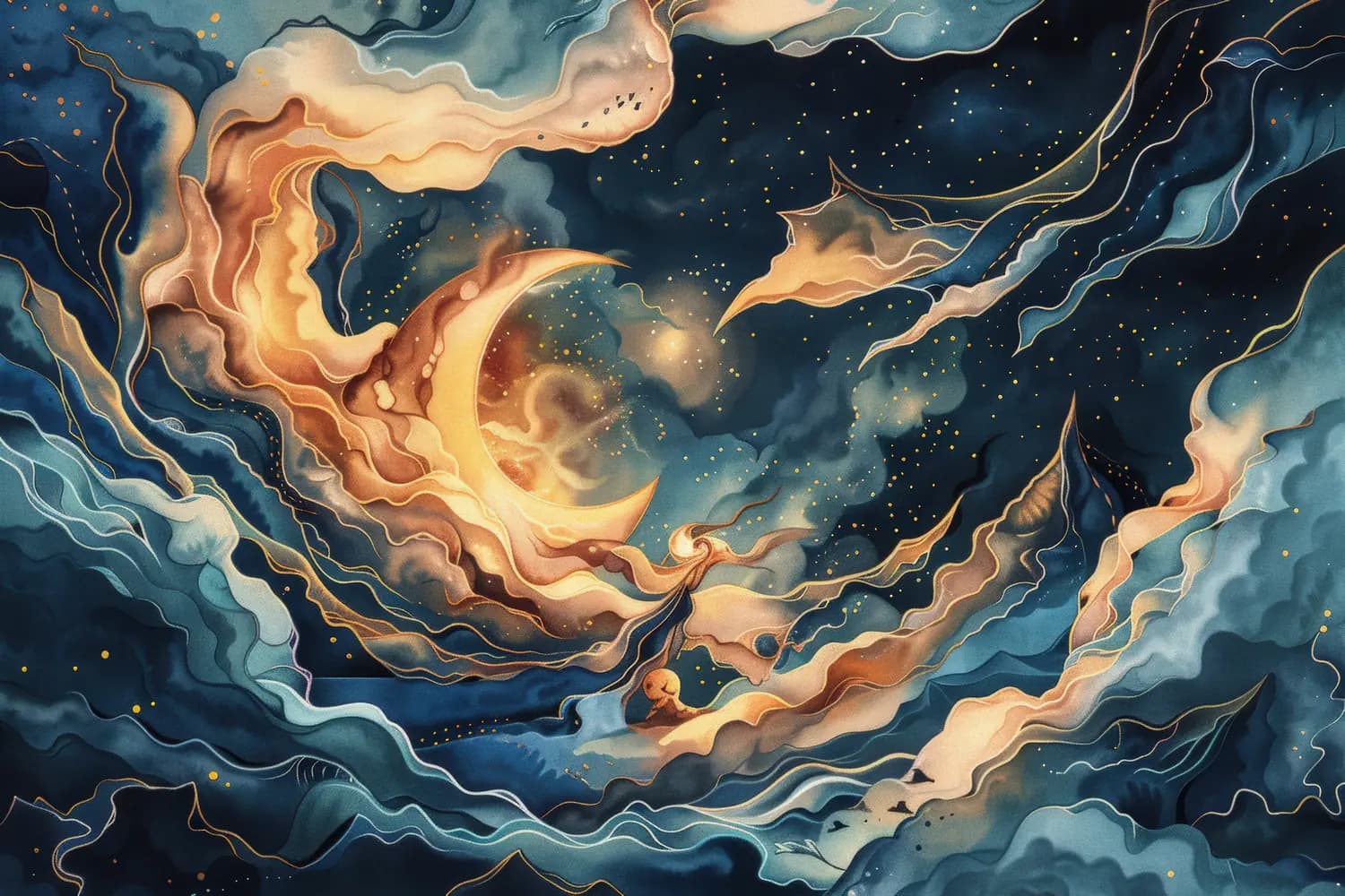 Lune Croissante dans la Tempête Céleste