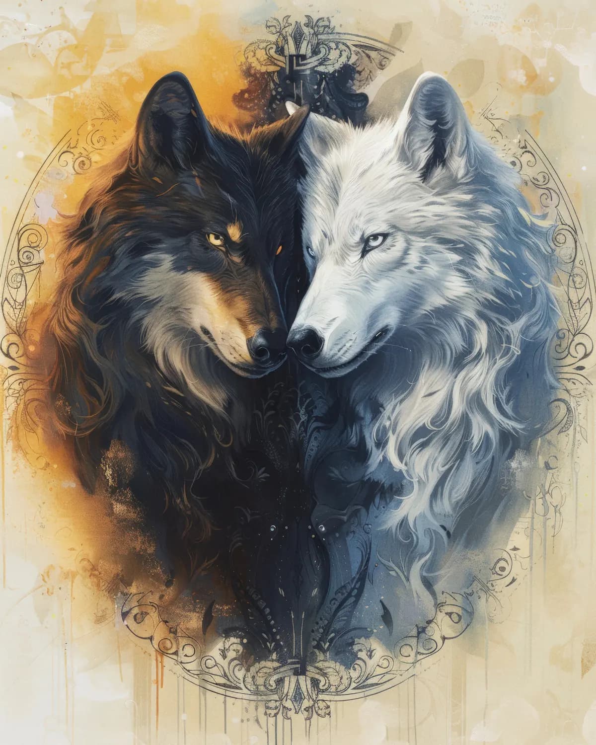Dualité des Loups Noir et Blanc