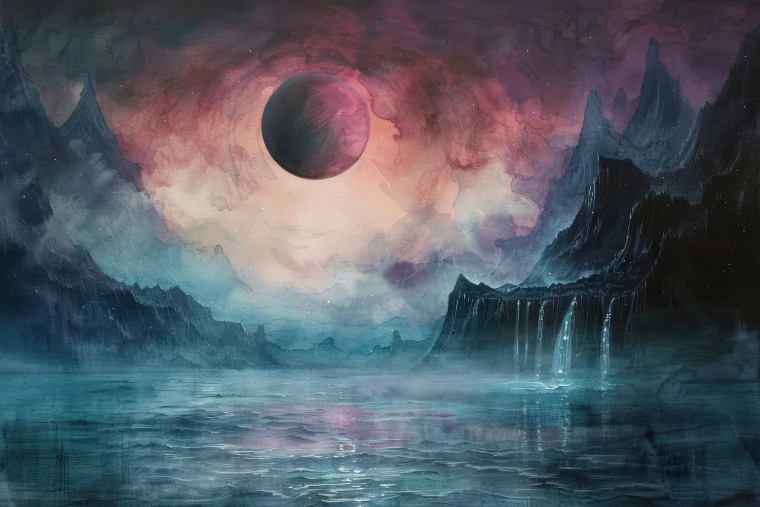 Éclipse sur un Monde Abyssal et Brumeux