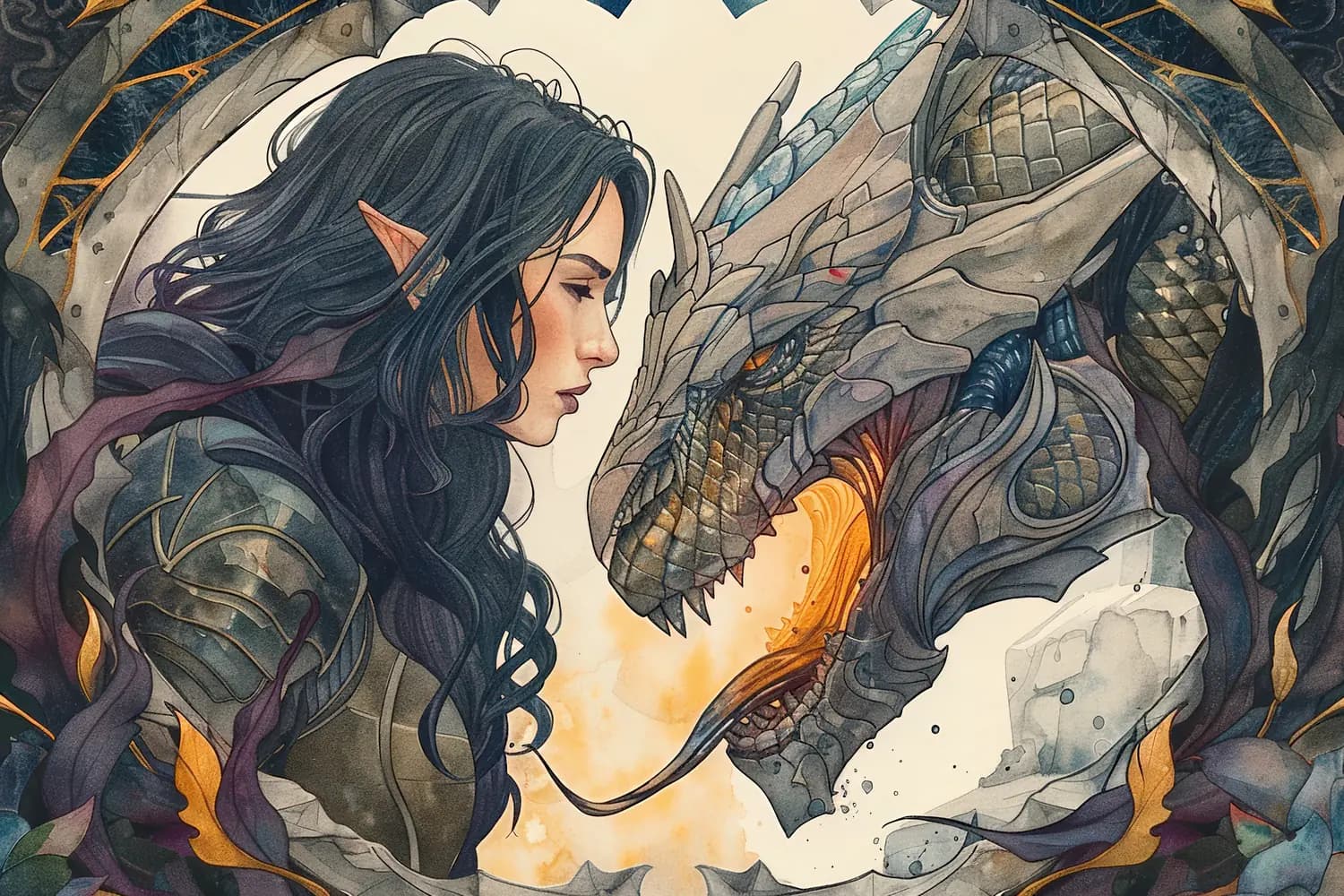 L'Elfe et le Dragon de Feu Face à Face
