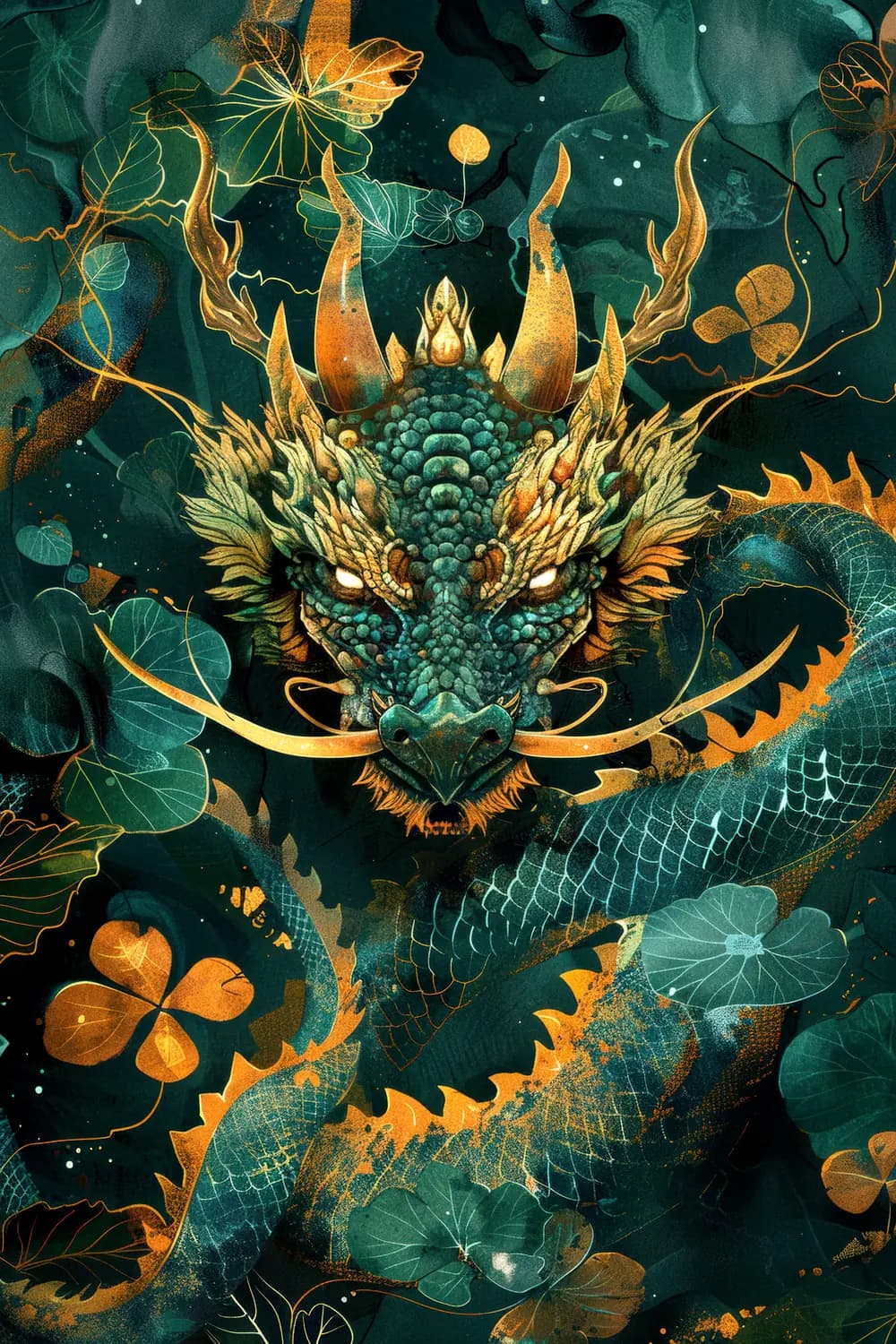 Dragon Céleste aux Écailles d'Émeraude et d'Or