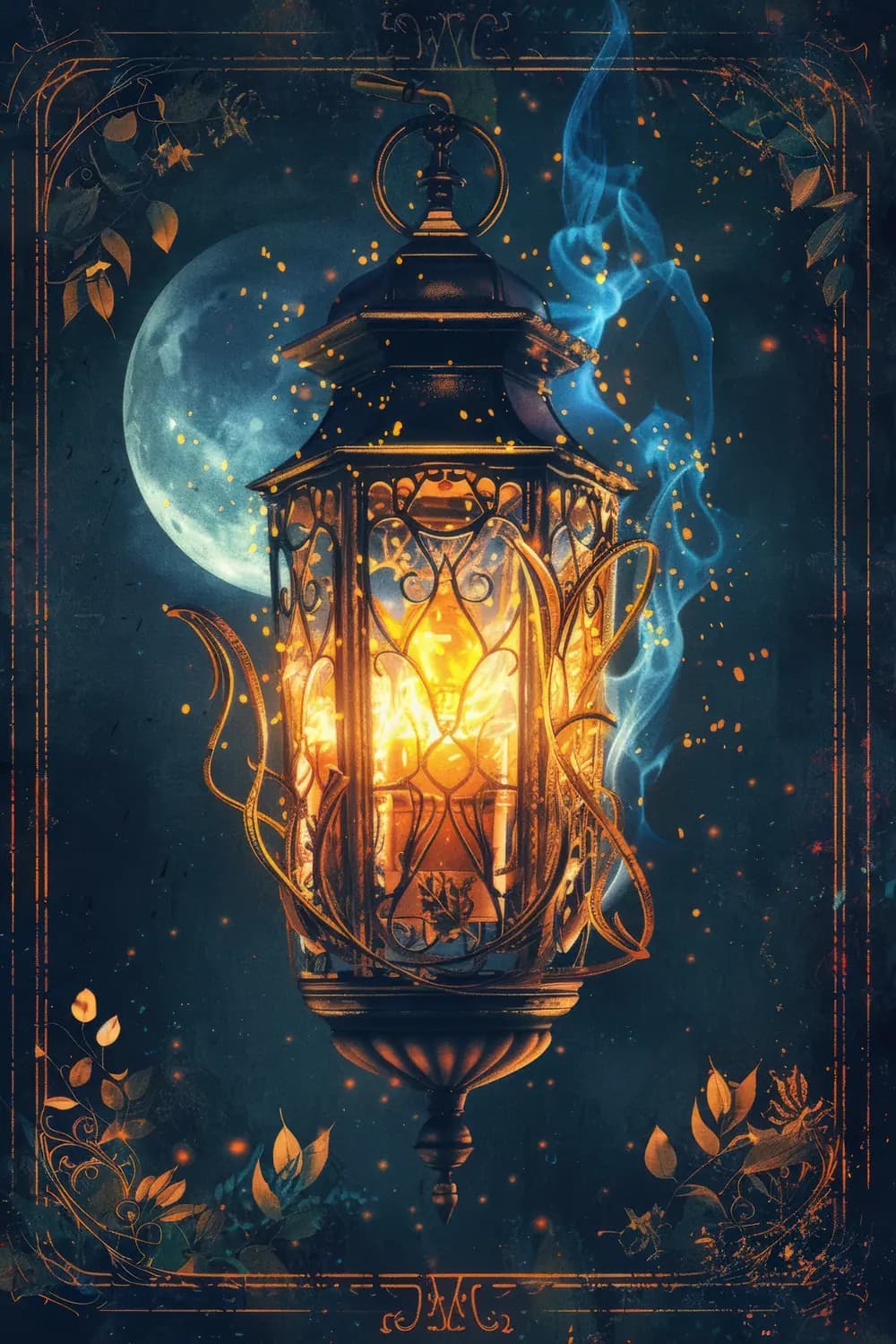 Lanterne Dorée Enchantée Sous la Lune