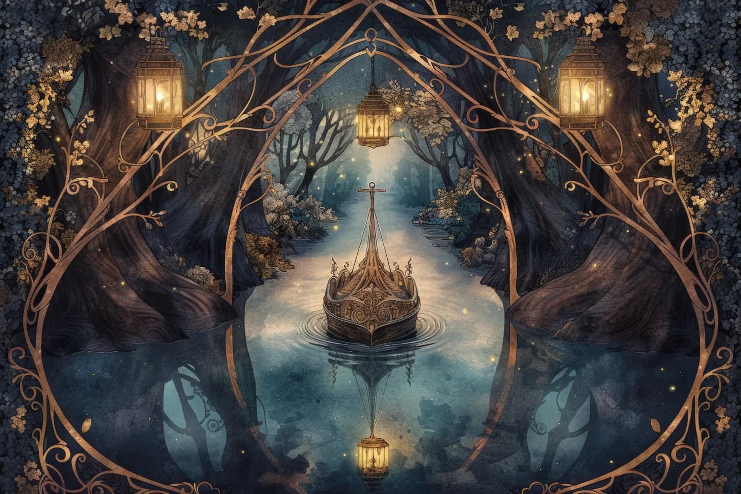 Barque Enchantée sur la Rivière des Lanternes