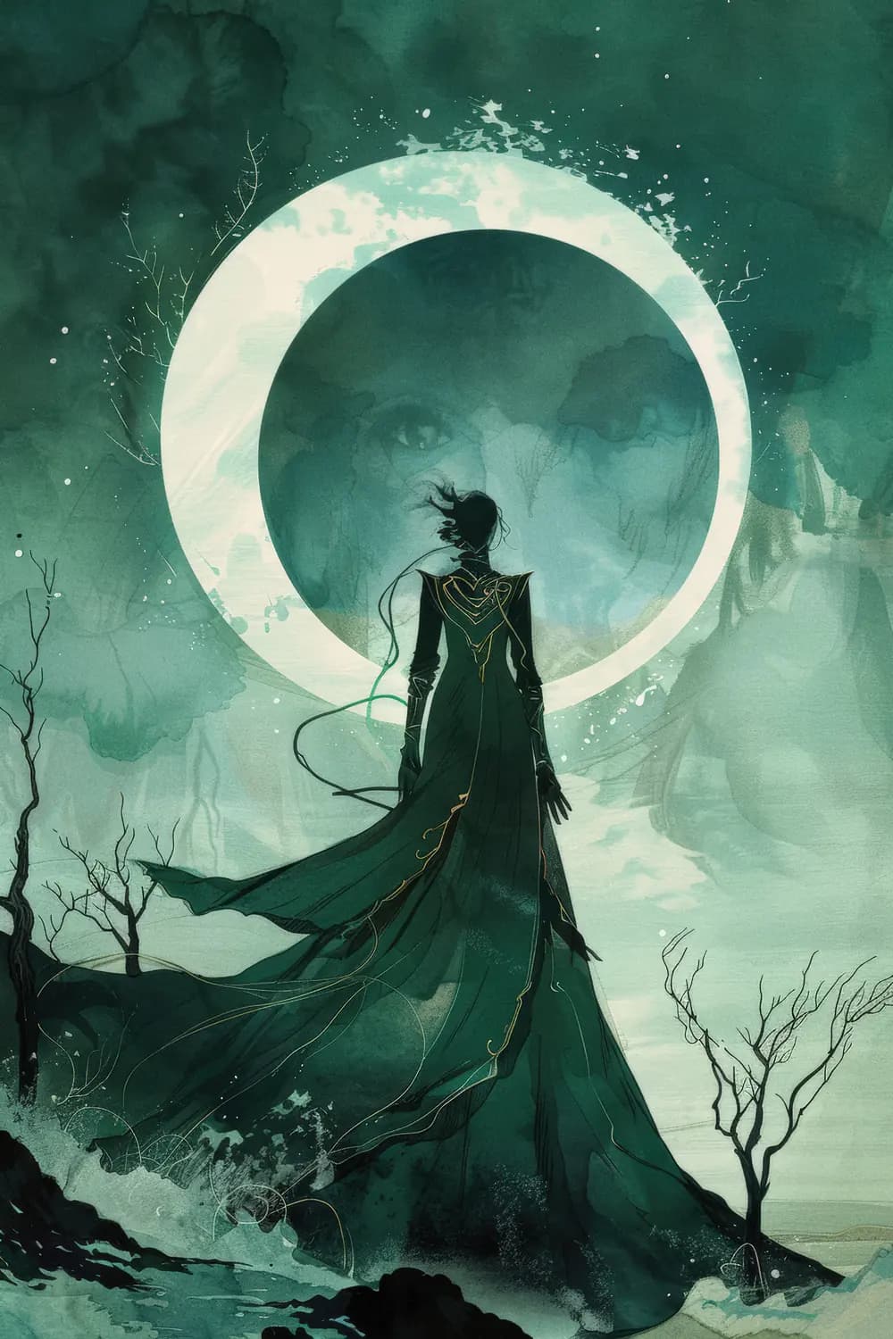 Silhouette Envoûtante devant le Cercle Lunaire