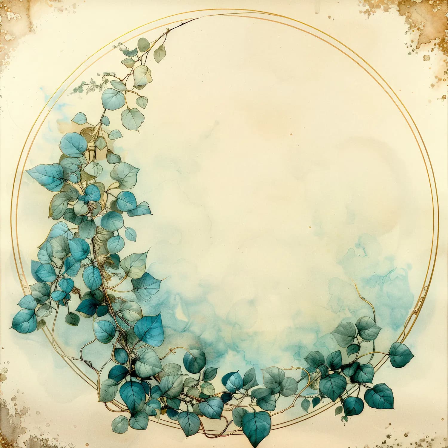 Cercle Doré Enlacé de Lierre Bleu