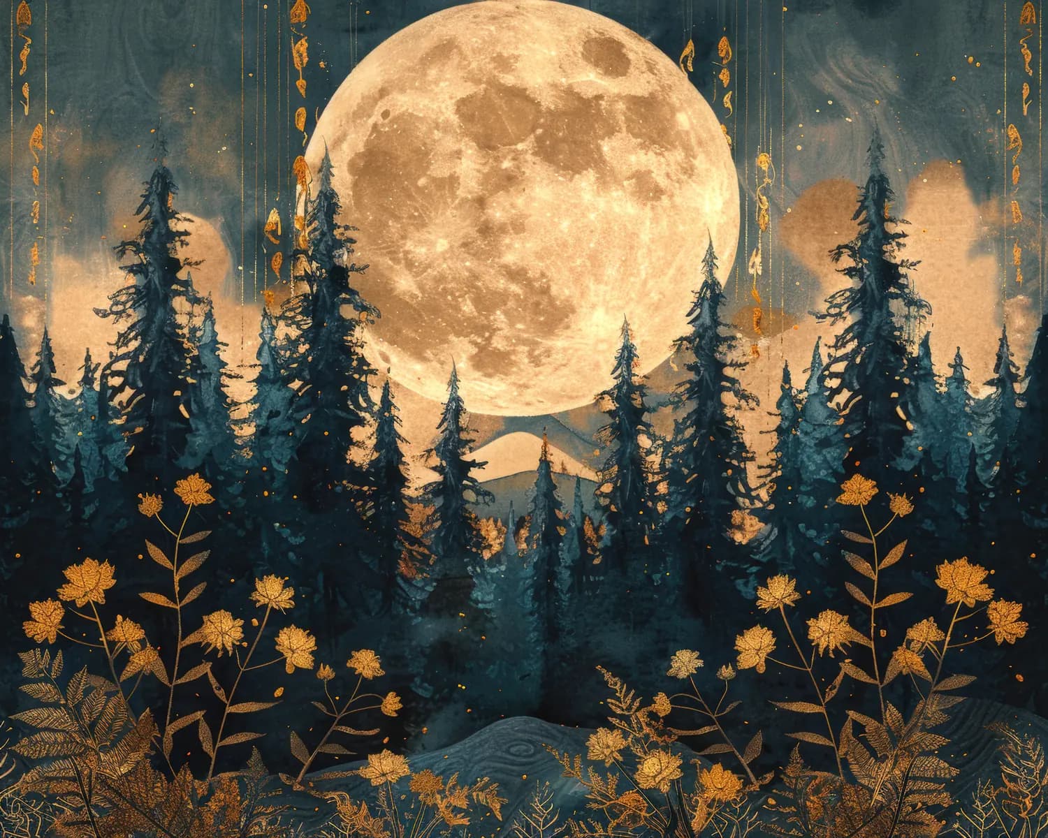 Pleine Lune sur la Forêt de Sapins Dorés
