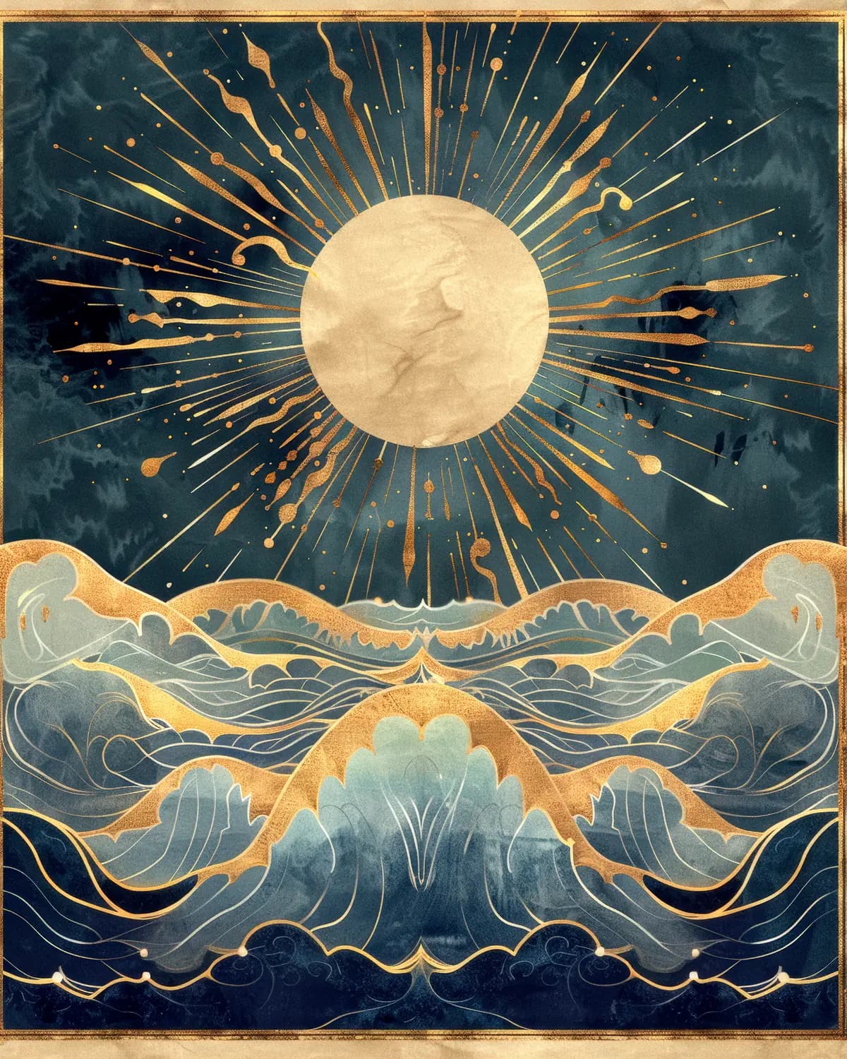 Lune d'Or sur les Vagues Célestes