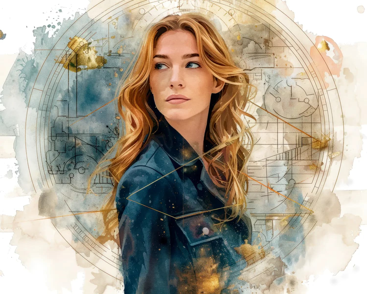 Femme Dorée aux Schémas du Temps
