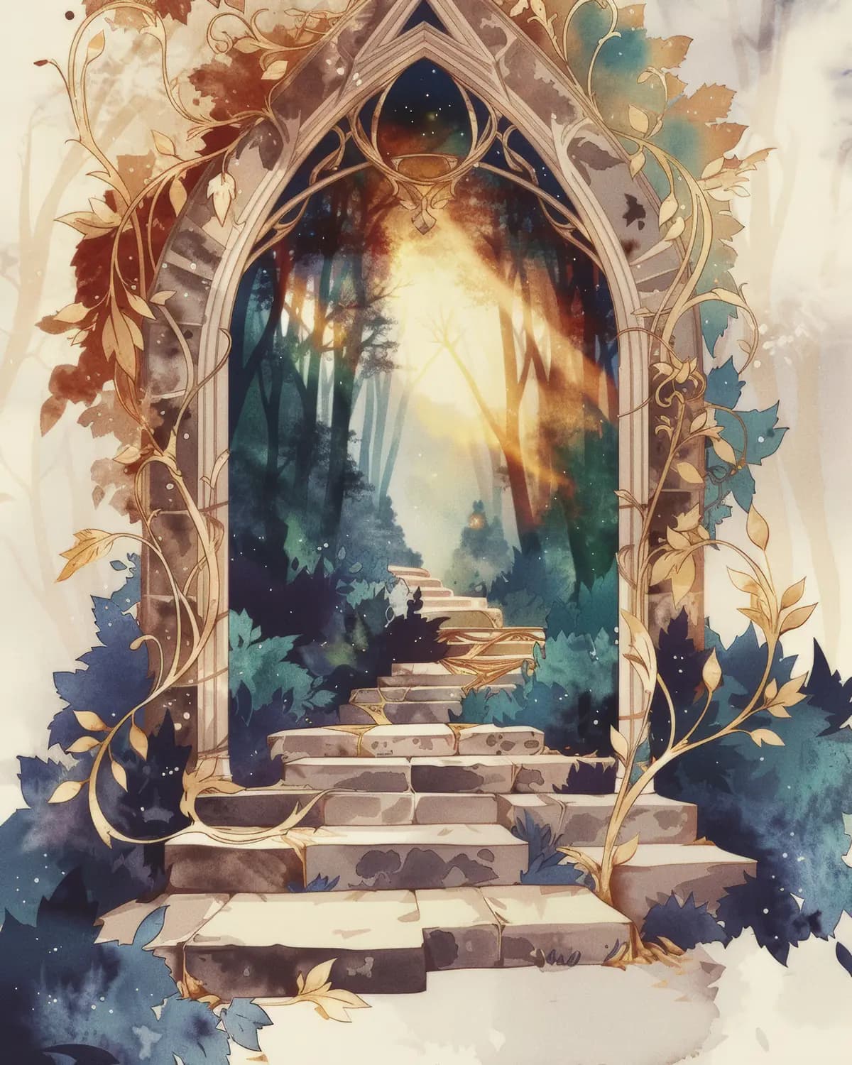 Portail Gothique vers la Forêt Enchantée