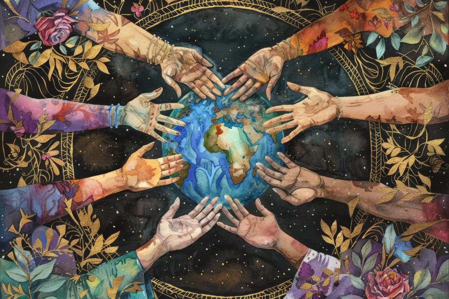 Mains du Monde Enlacent la Terre