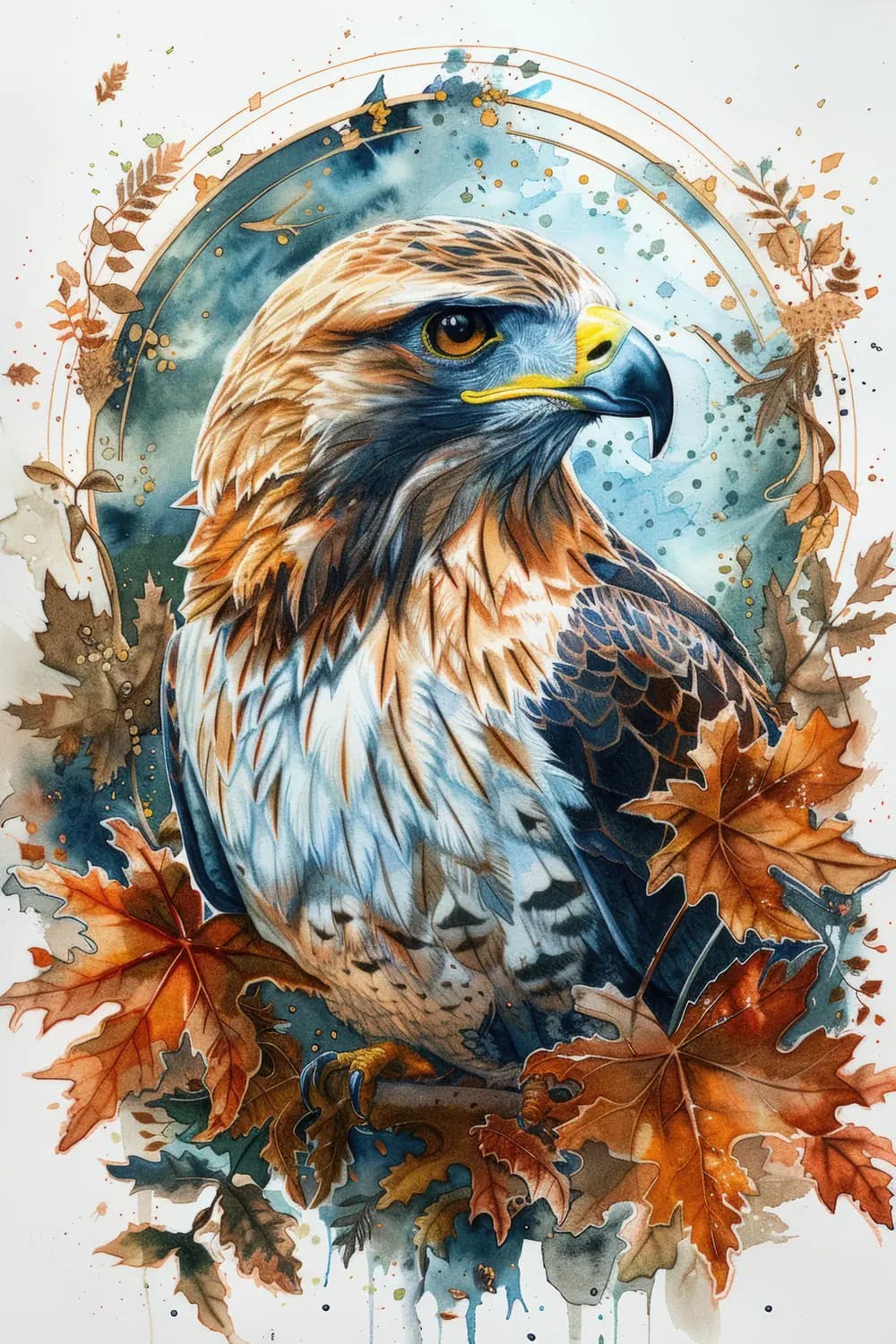 Faucon Royal aux Feuilles d'Automne