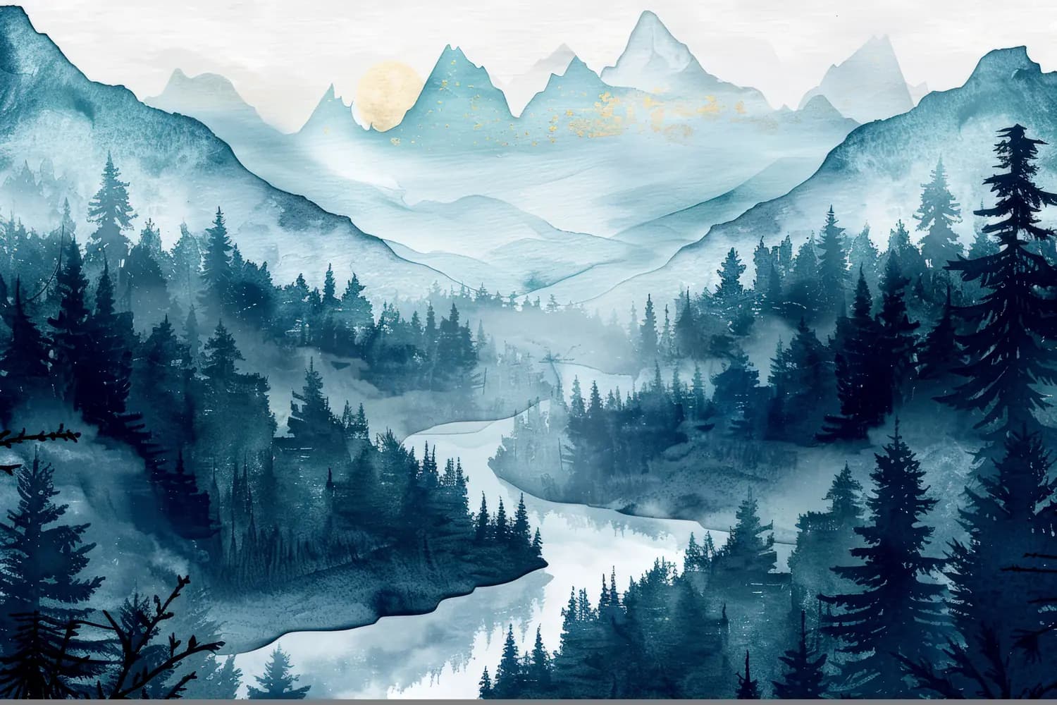 Rivière Brumeuse au Cœur des Montagnes Bleues