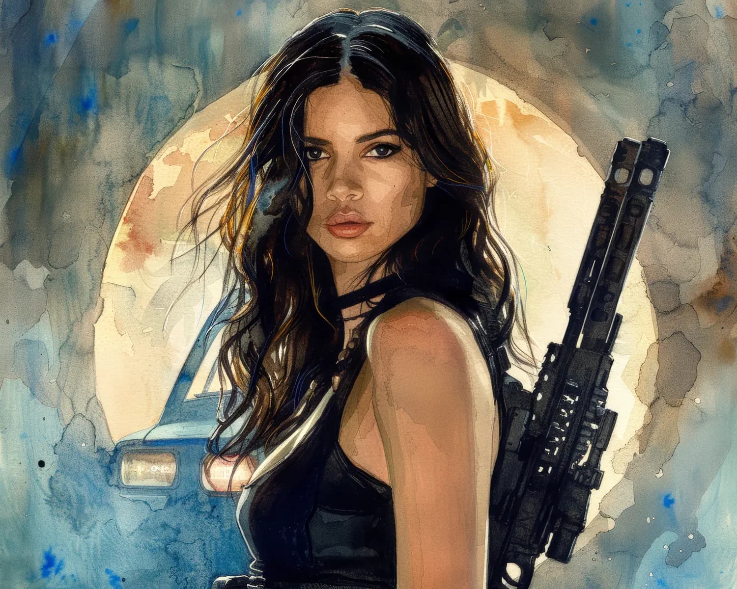 Guerrière à la Lune, Fusil à l'Épaule