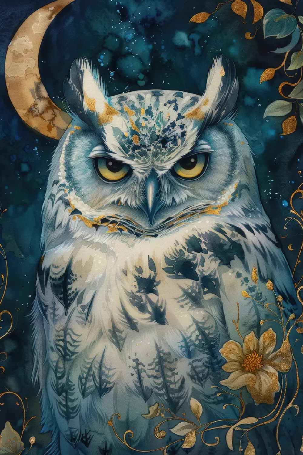 Hibou Mystique sous le Croissant de Lune