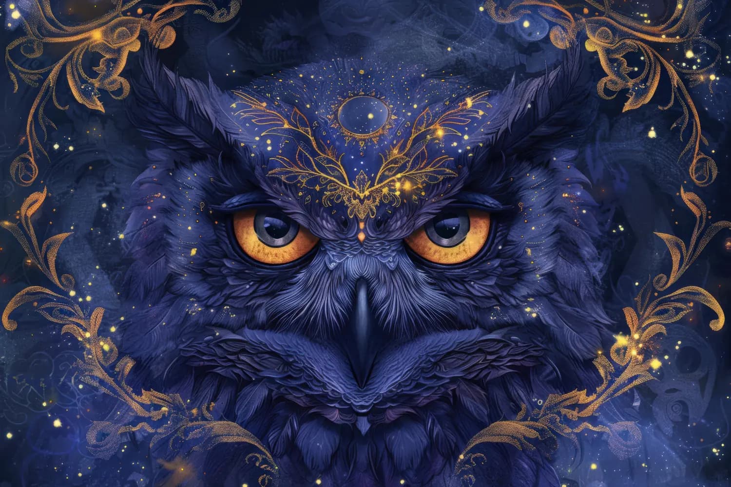 Hibou Mystique aux Yeux d'Ambre et d'Or