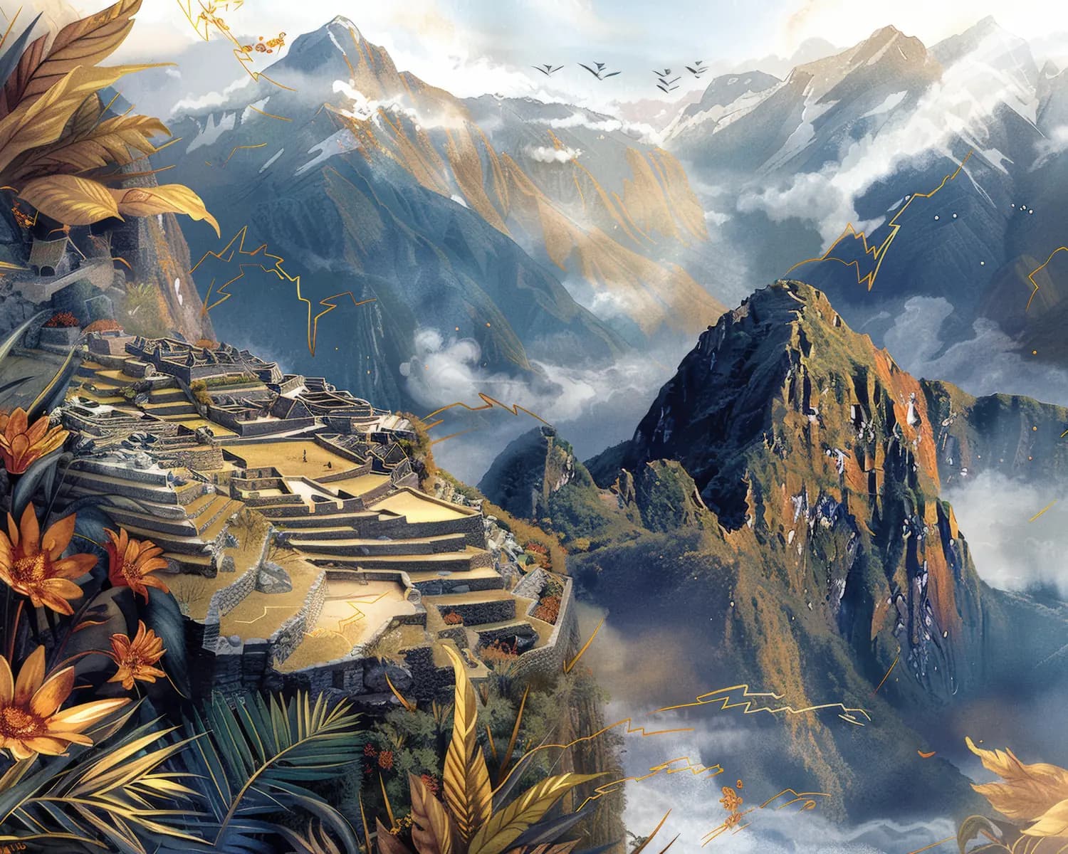 Machu Picchu Mystique entre Nuages et Or
