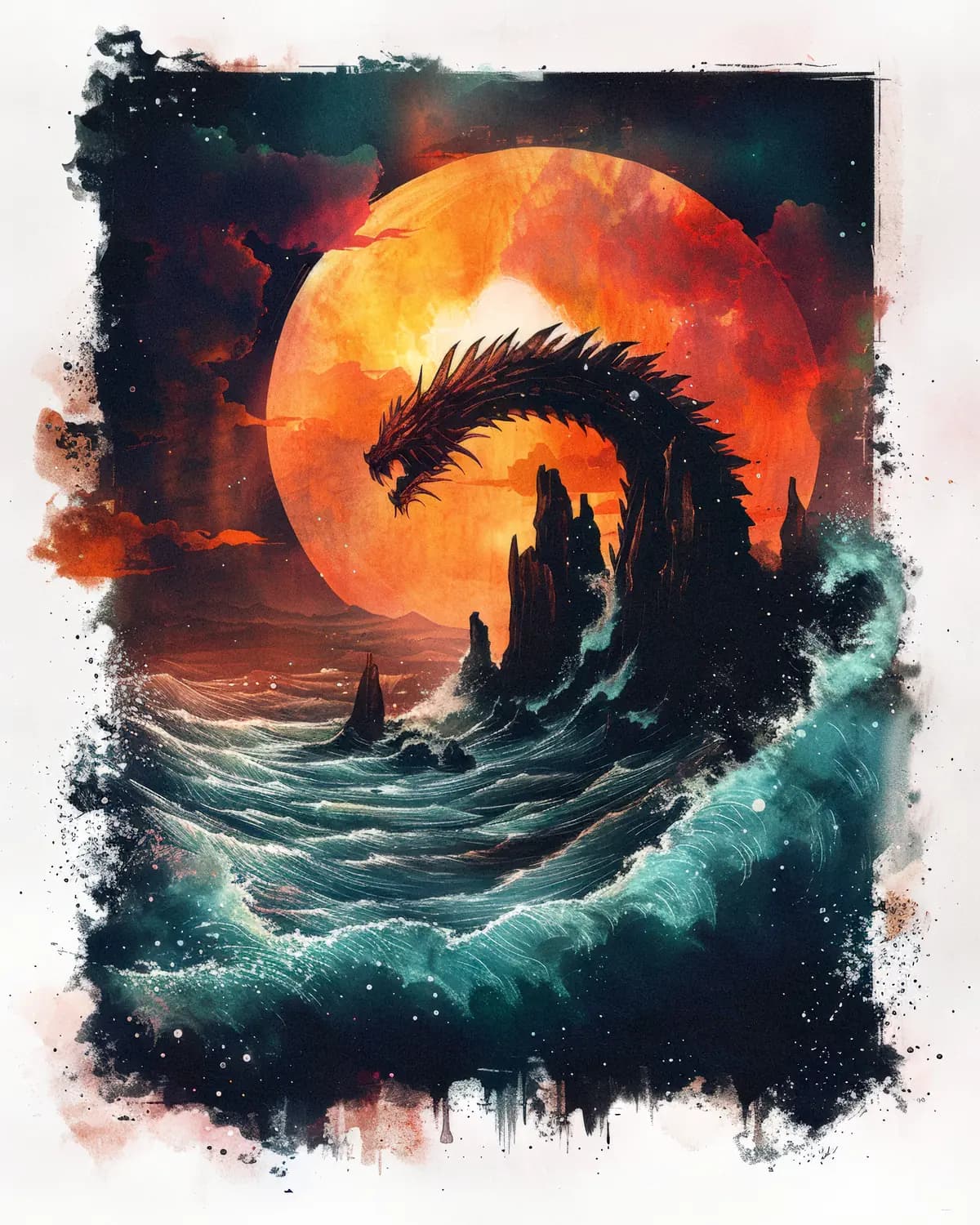 Dragon des mers sous la lune de sang