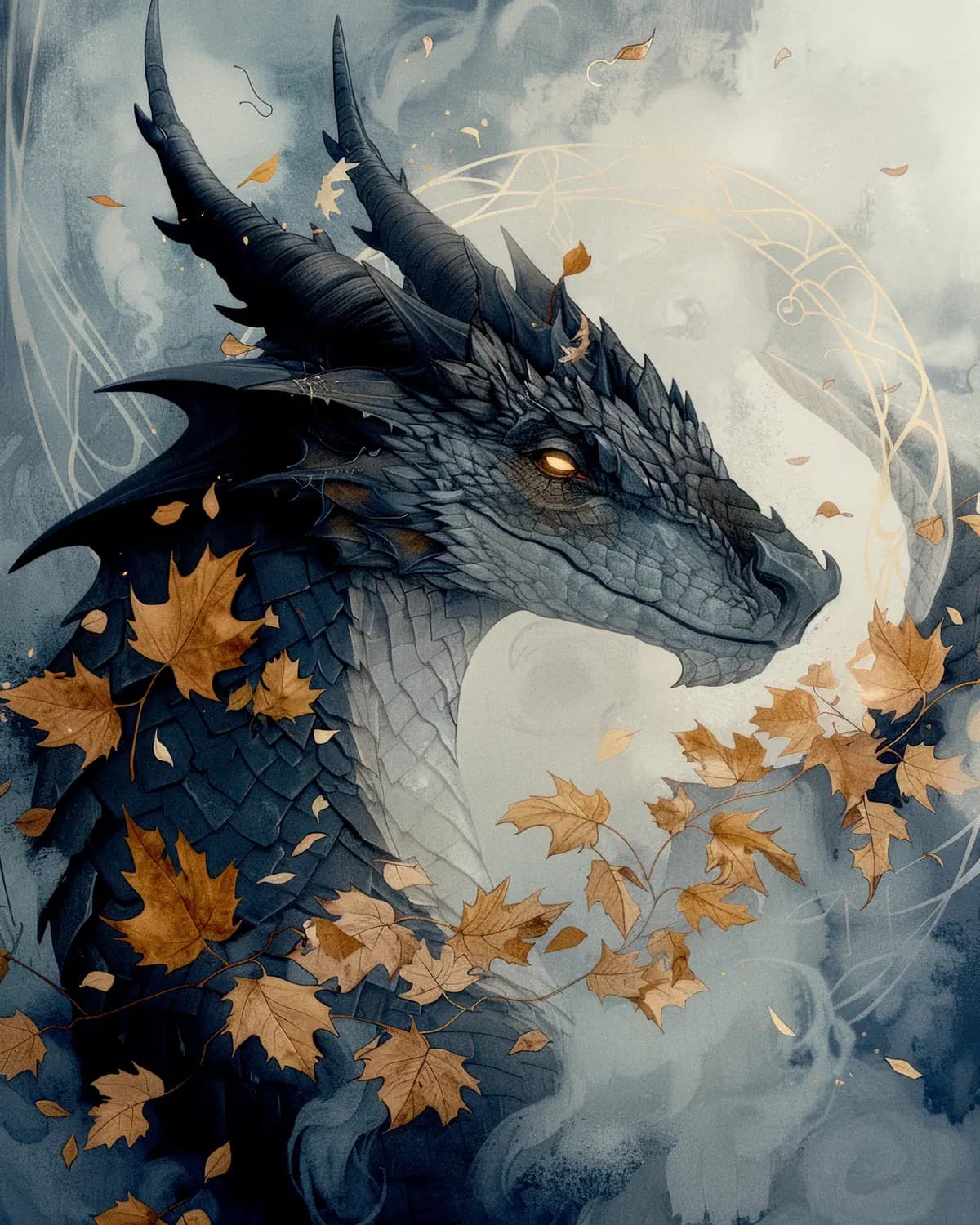 Dragon des Ombres et Feuilles d'Automne
