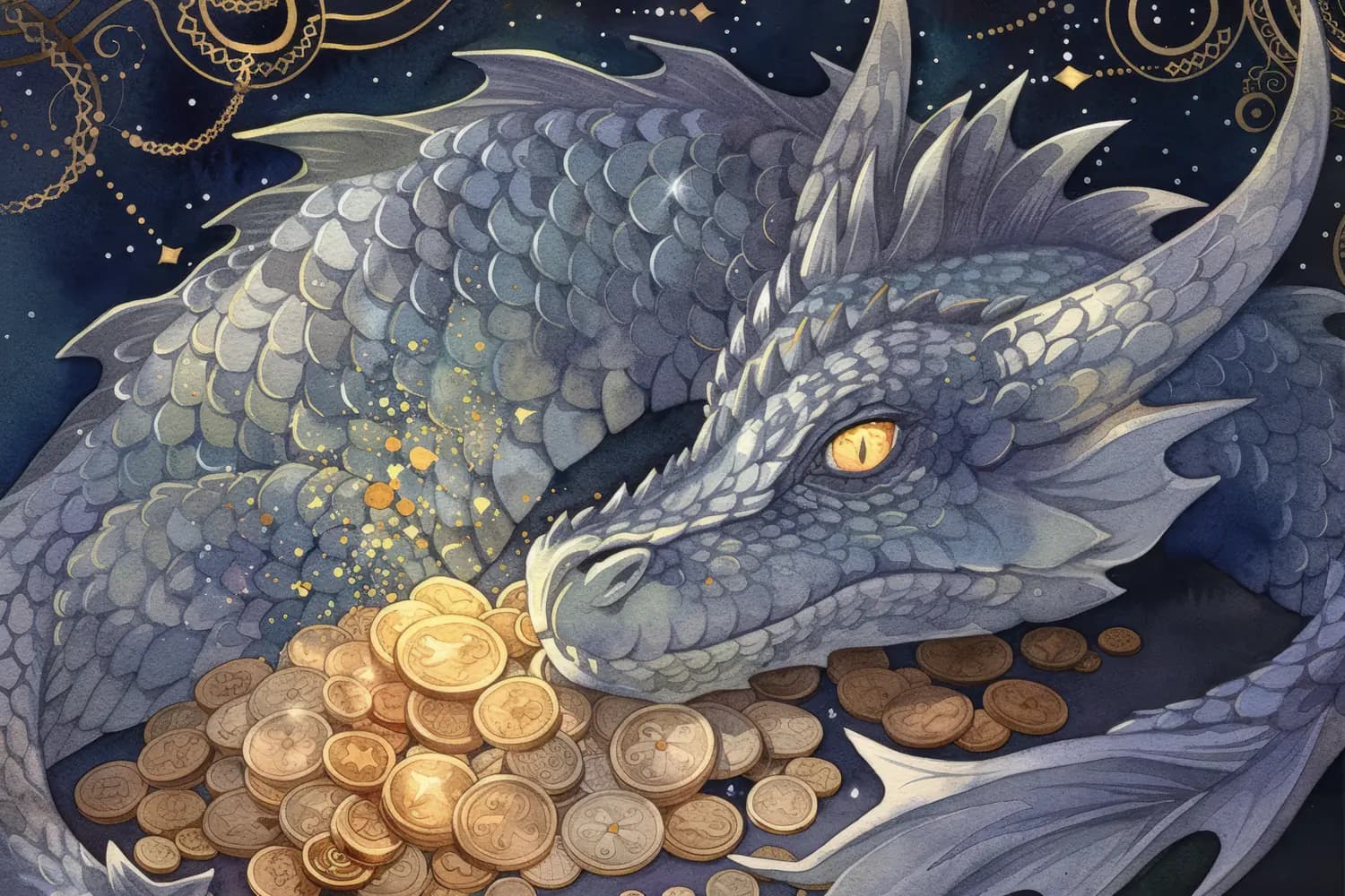 Dragon Argenté Gardien d'un Trésor Céleste