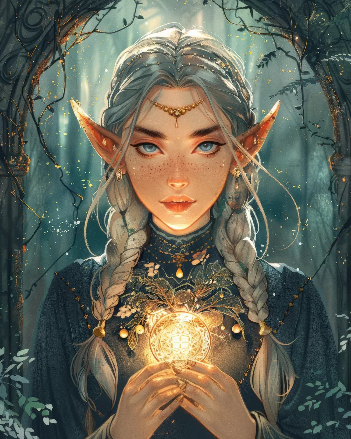 Elfe Argentée et la Sphère Dorée Enchantée