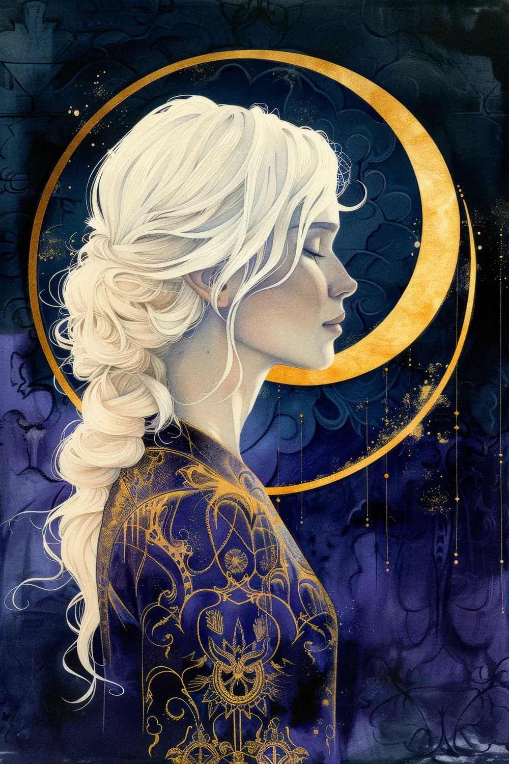 Déesse Lunaire aux Cheveux d'Argent
