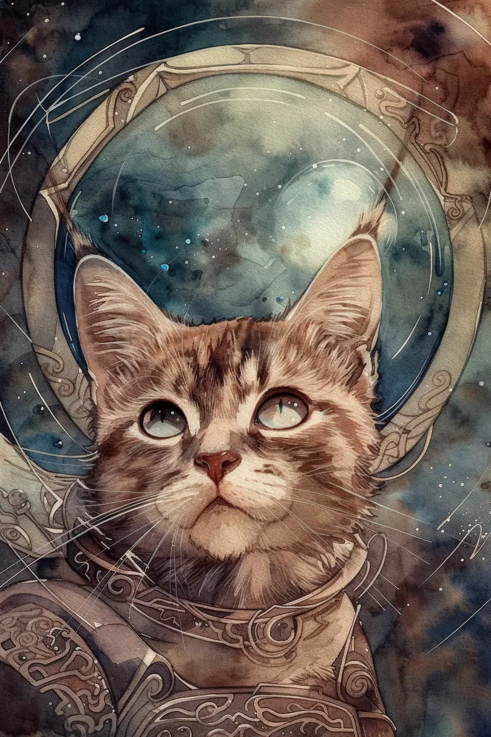 Chaton Astronaute aux Étoiles Gravées