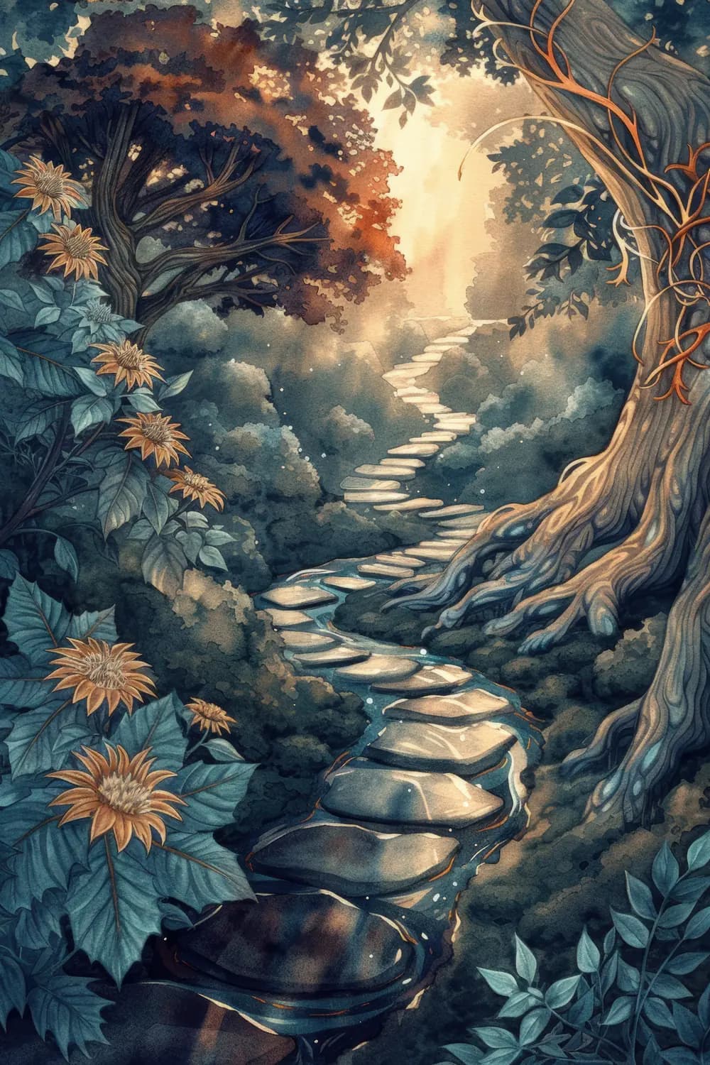 Sentier de Pierre vers la Lumière Enchantée