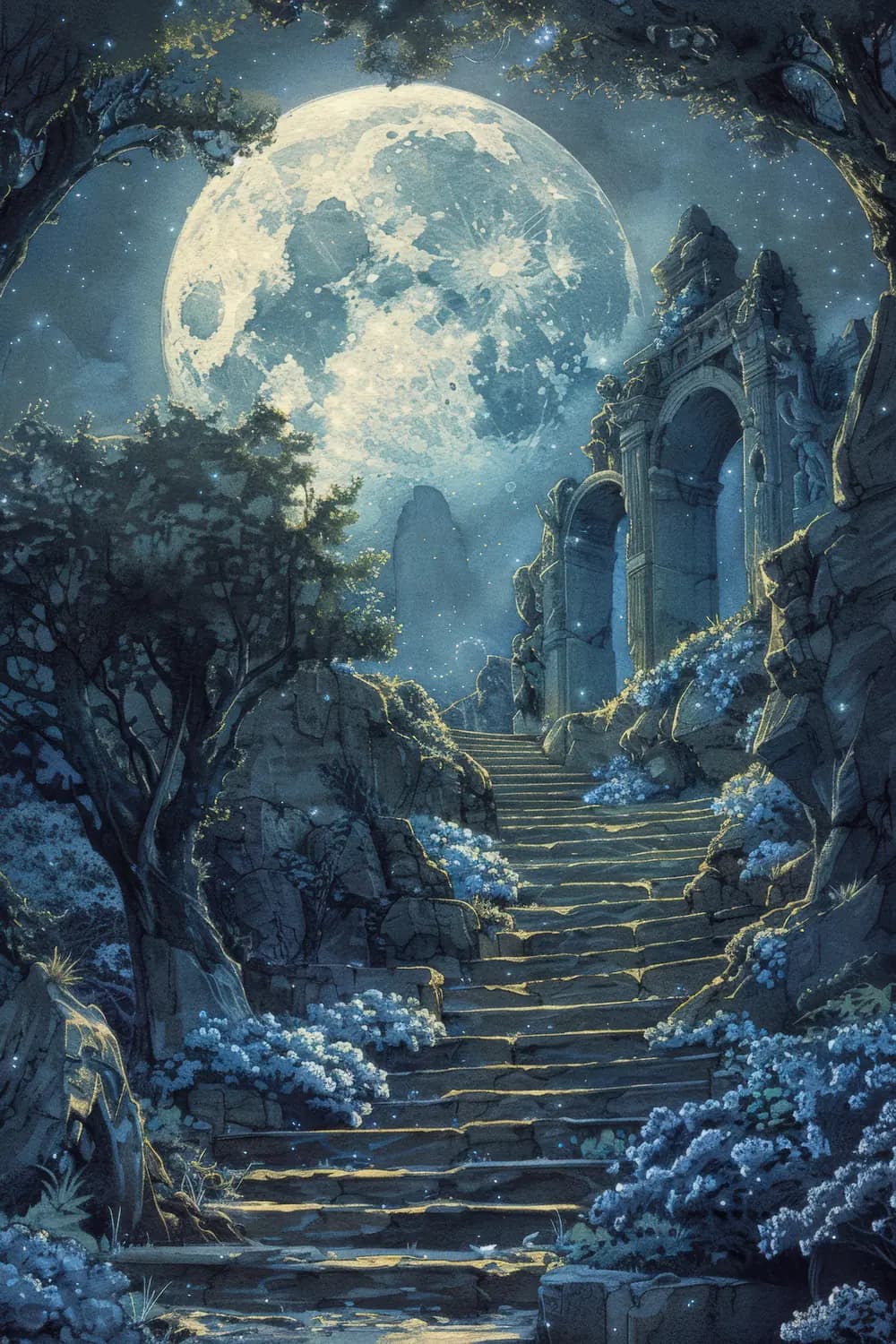 Escalier de Pierre vers le Portail de Lune