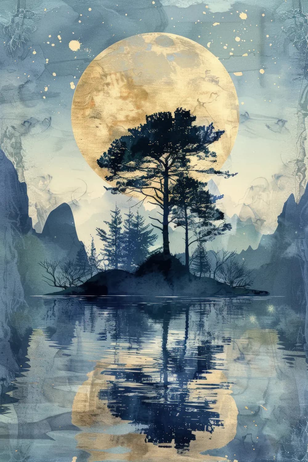 Île Sylvestre sous la Pleine Lune Dorée