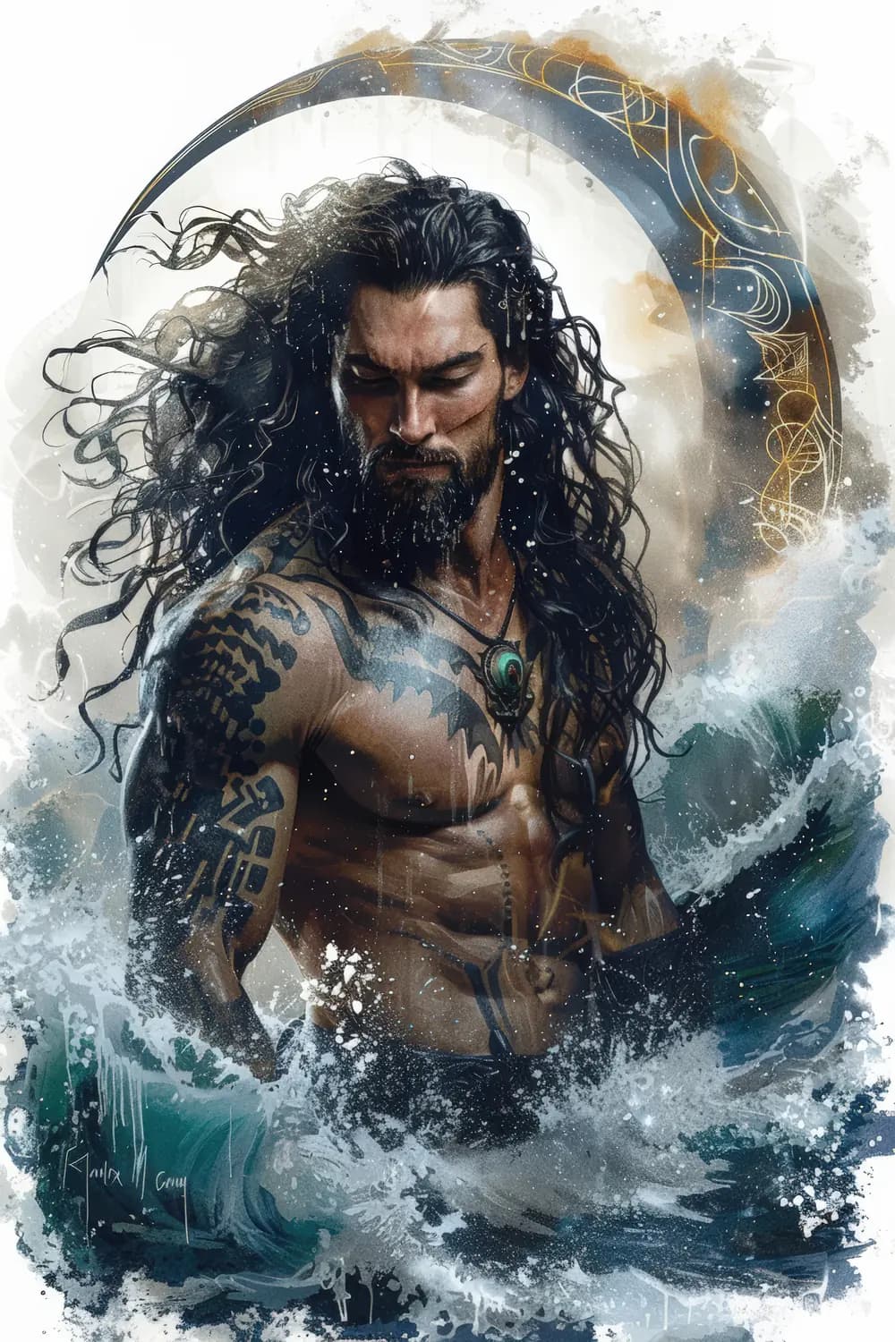 Seigneur des Vagues aux Tatouages Tribaux