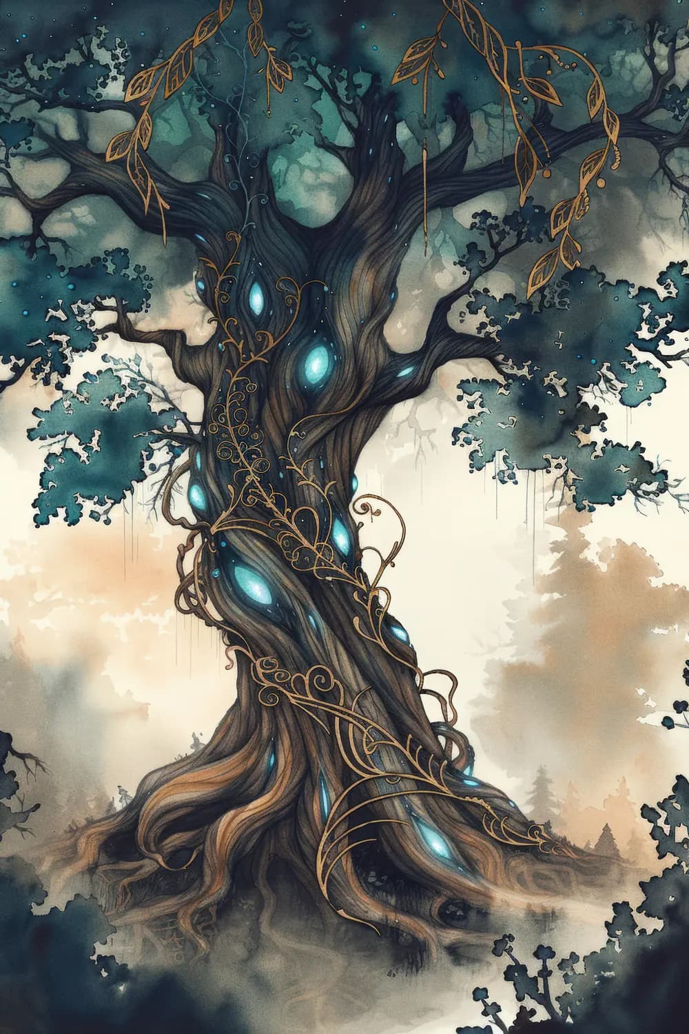 L'Arbre Ancien aux Gemmes Lumineuses