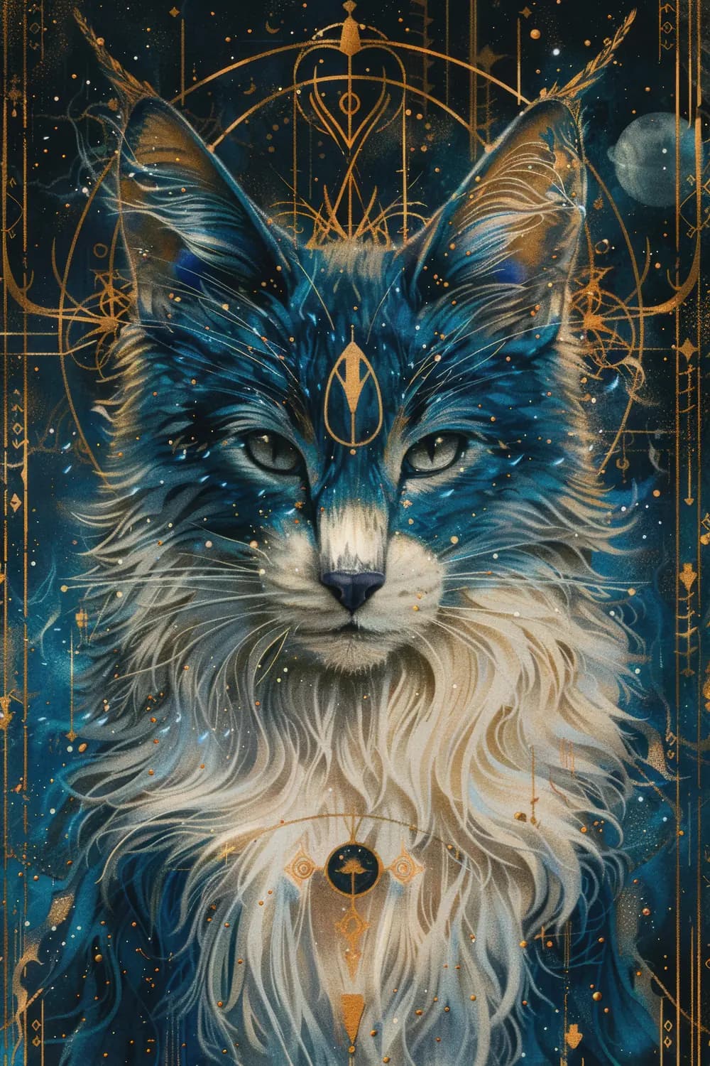 Le Chat Céleste aux Symboles Dorés