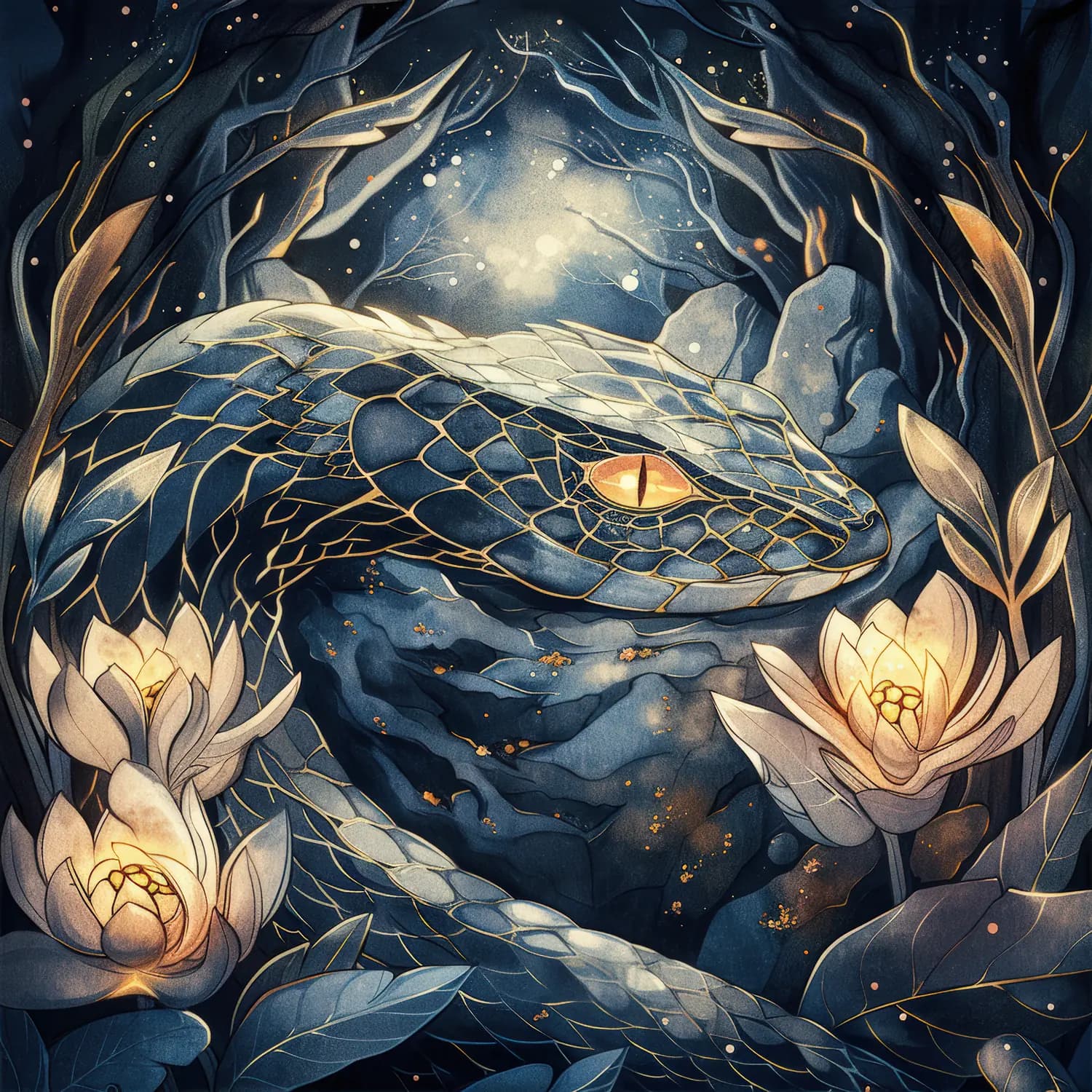 Le Serpent Céleste aux Fleurs de Lotus