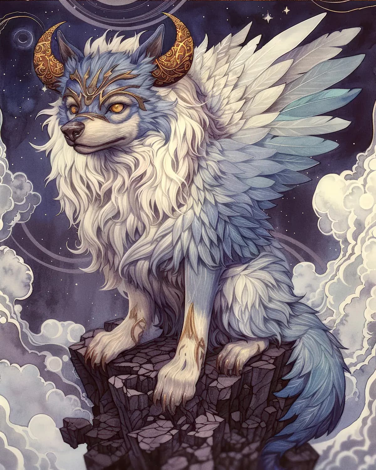 Le Loup Céleste aux Cornes d'Or