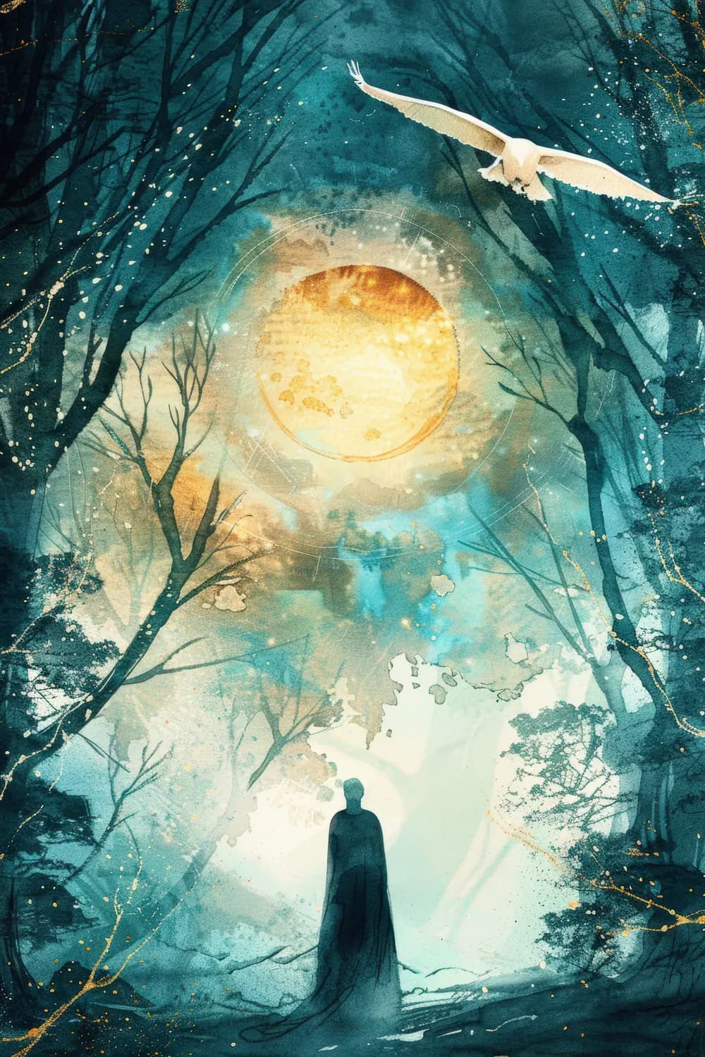 Le Mage et la Lune dans la Forêt Mystique