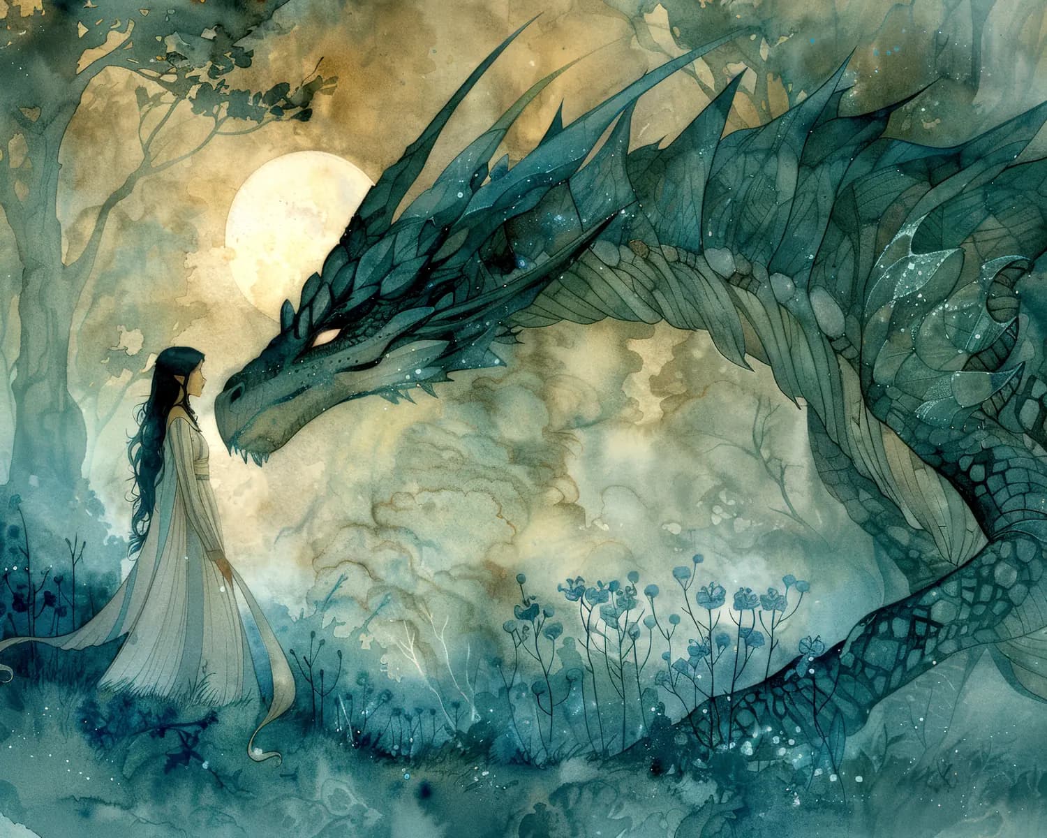 L'Elfe et le Dragon sous la Lune