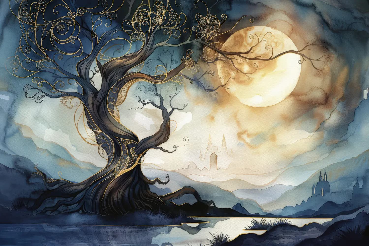 L'Arbre Enchanté sous la Lune d'Or