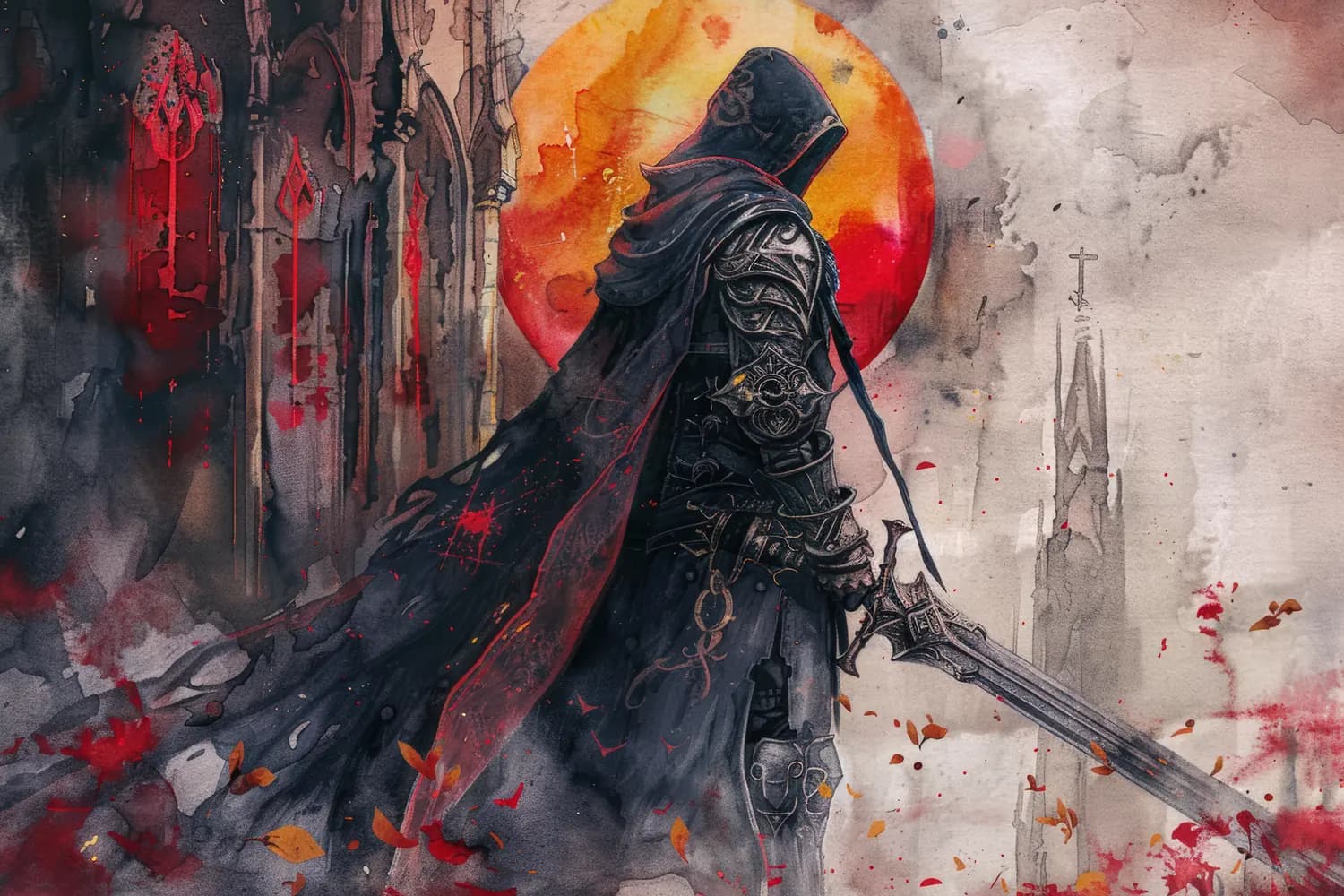 Le Chevalier Encapuchonné sous la Lune de Sang