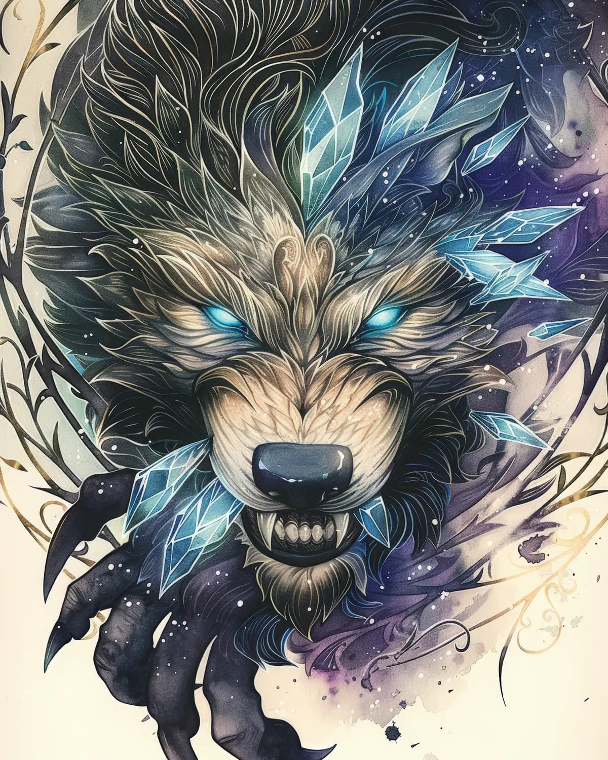 Le Loup de Glace aux Yeux de Foudre