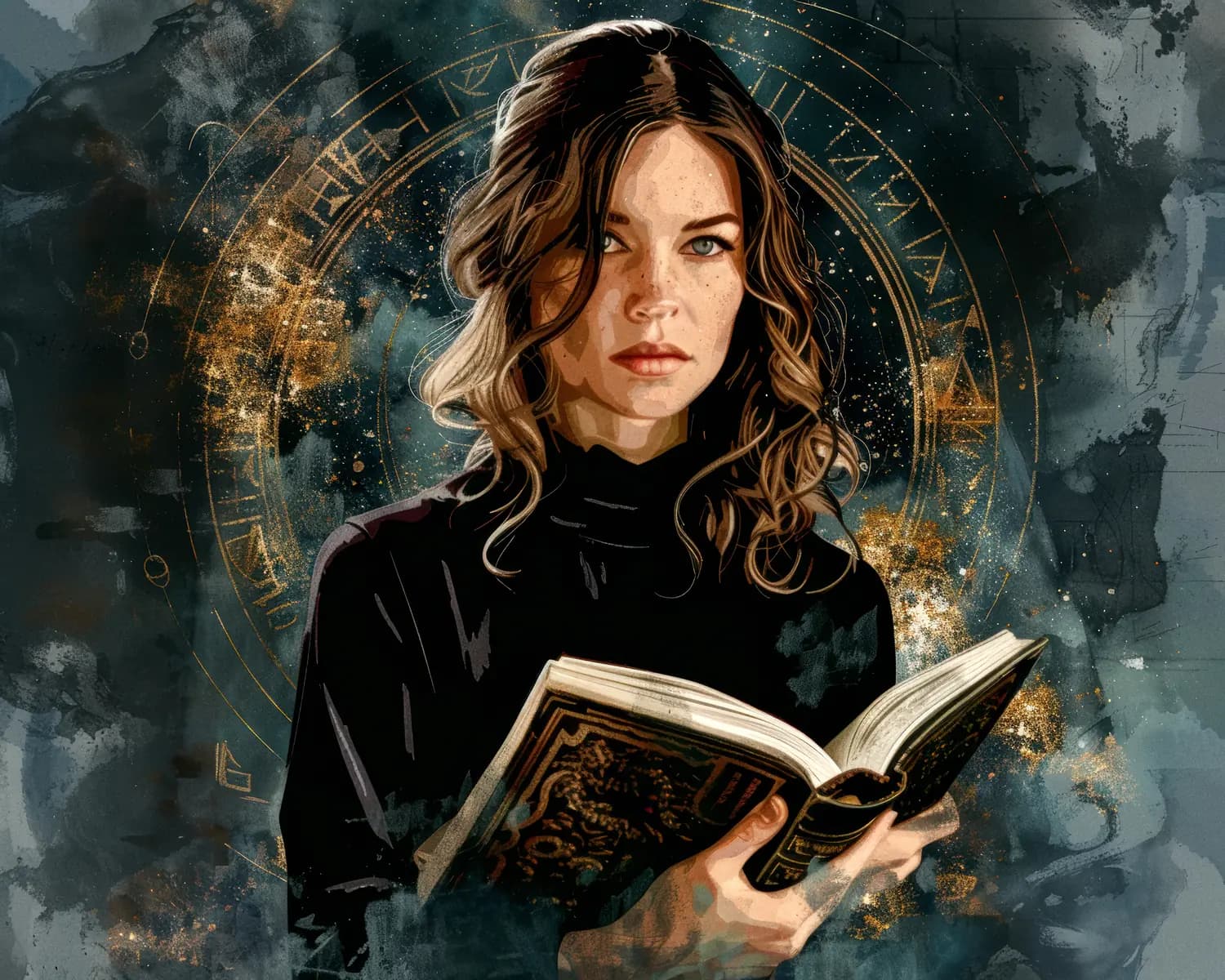 La Gardienne du Grimoire aux Runes Dorées